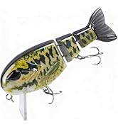 3-Jointed Swimbait for Bass Fishing - Realistic Glide Bait with Soft Rubber Tail &amp; Built-in Rattl...