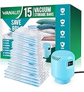 Vacuum Storage Bags with Electric Air Pump, New Air Valve Combo 15 Pack Compression Bag, Space Sa...