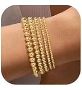 Yoosteel Gold Beaded Bracelets Set for Women, 14K Gold Plated Dainty Round Bead Ball Pearl Cross ...