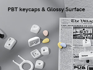 White PBT Keycap Set,Glossy Custom Keycaps Ceramic Style, Dye Sublimation 131-key,MOA Profile Keycap