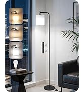 GOEBLESON Dimmable Floor Lamp for Living Room with Remote and Foot Switch, Modern Standing, Corne...
