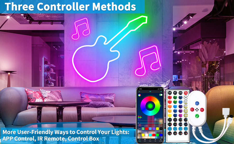 50FT Led Neon Strip Light Three control methods