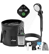WADEO Portable Shower for Camping, Outdoor Electric Shower Rechargeable Pump with Intelligent Dig...