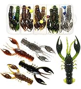 Lilureena 25 Pcs bass Fishing kit Baits Soft Plastic Fishing Lures bass Lures for Bass Crawfish L...