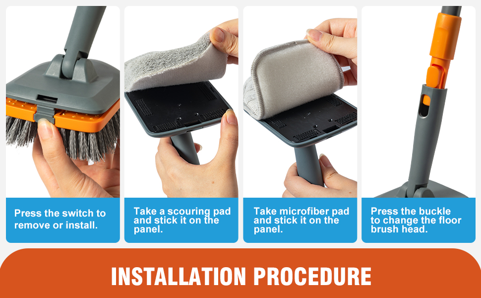 Scrubber brush with long handle