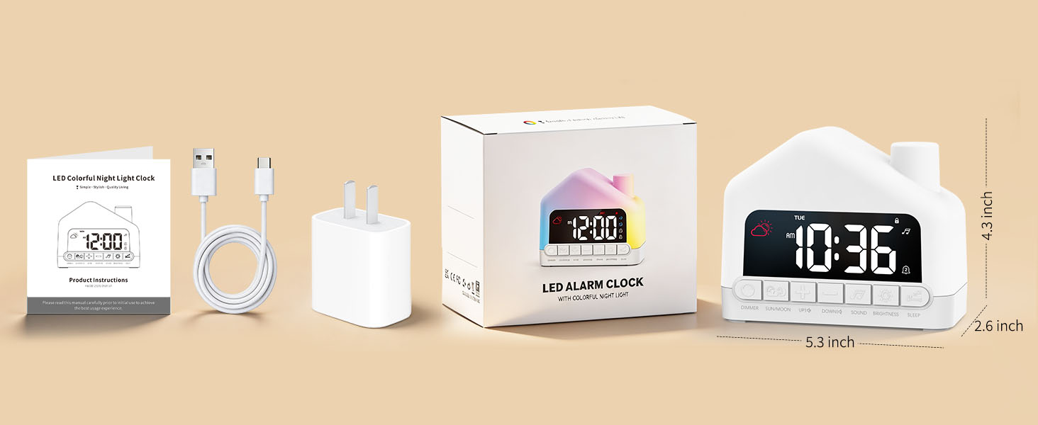Azxb Alarm Clock for Kids with White Noise Sleep Aid