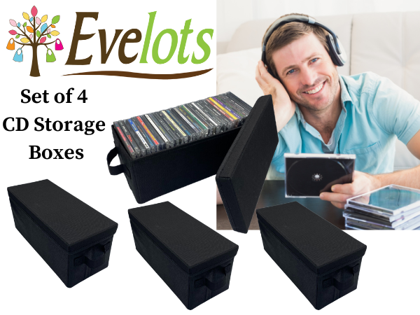 Evelots set of 4 CD Storage Boxes