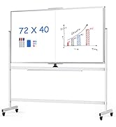 maxtek Rolling Whiteboard, 72x40 Large Double-Sided White Board Dry Erase on Wheels, Giant Magnet...