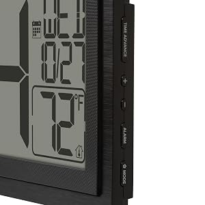 lacrosse, la crosse, 515-1419, atomic, digital, LCD, calendar, temperature, time clock, table, wall