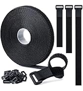 0.8" x16Ft Hook and Loop Straps with 25 Plastic Buckles, Adjustable Fastening Cable Straps, Free ...