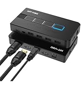 MT-VIKI KVM Switch HDMI 4 Port Boxes, 4K@30Hz USB HDMI KVM Console for 4 PCs Share 1 HD Monitor a...
