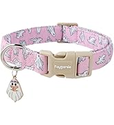 Faygarsle Pink Ghost Pattern Dog Collar with Charm, Halloween Pet Necklace, Adjustable Collar for...