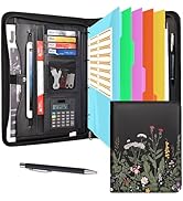 Eshow Portfolio Organizer - 3 Ring Binder with Zipper, Vegan Leather Business Padfolio Folder wit...