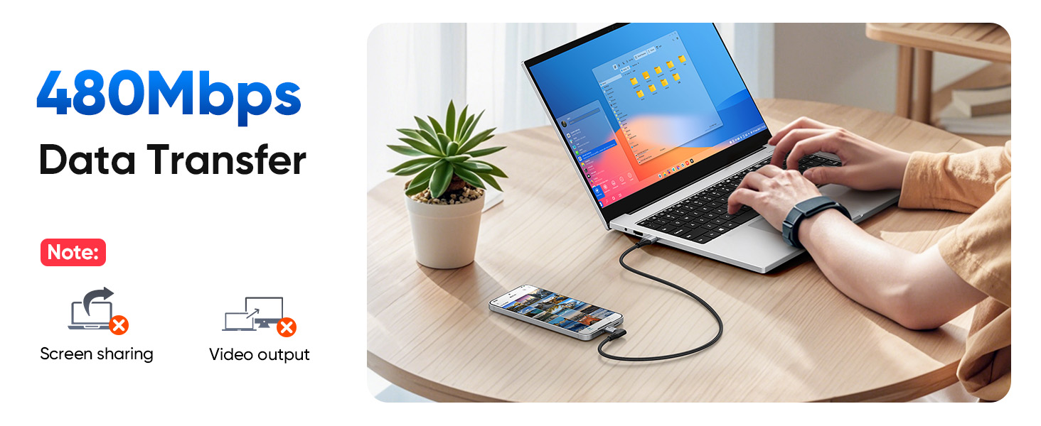 USB-C to USB-A 2.0 Fast Charger Cable, 480Mbps Speed Data Sync Transfer Cord USB C Charger