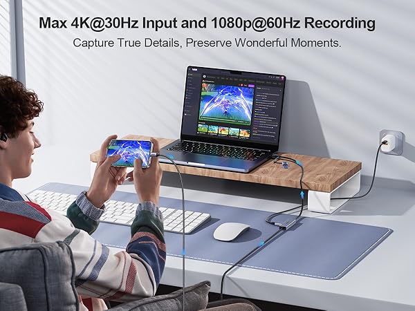 BENFEI USB C Video/Audio Capture Card Supporting Full HD 1080P 60FPS for Streaming, Recording