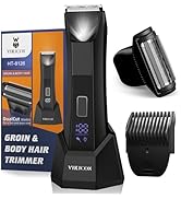 VIKICON 2-in-1 Manscape Body Trimmer&amp;Shavers for Men, Ball Shaver w/Dual-Head Trimmer&amp;Foil Blades...