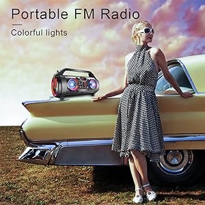 fm radio bluetooth speaker TENMIYA portable wireless party outdoor boombox subwoofer big loud stereo