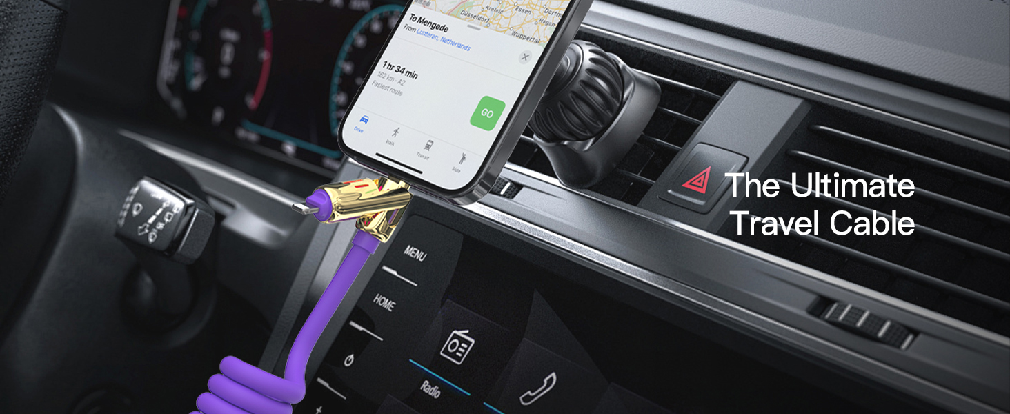 MFish 4-in-1 Coiled Universal Charging Cable with Carrying Case