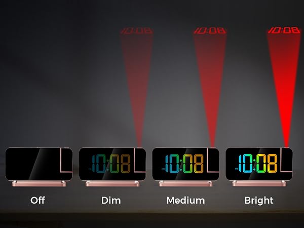 Projection Alarm Clock,7.4 in LED Mirror Digital Clocks Projection on Ceiling Wall,RGB Night Light