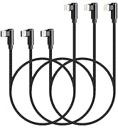 USB C to Lightning Cable 3ft MFi Certified 3 Pack 90 Degree iPhone Charger Nylon Braided Right An...