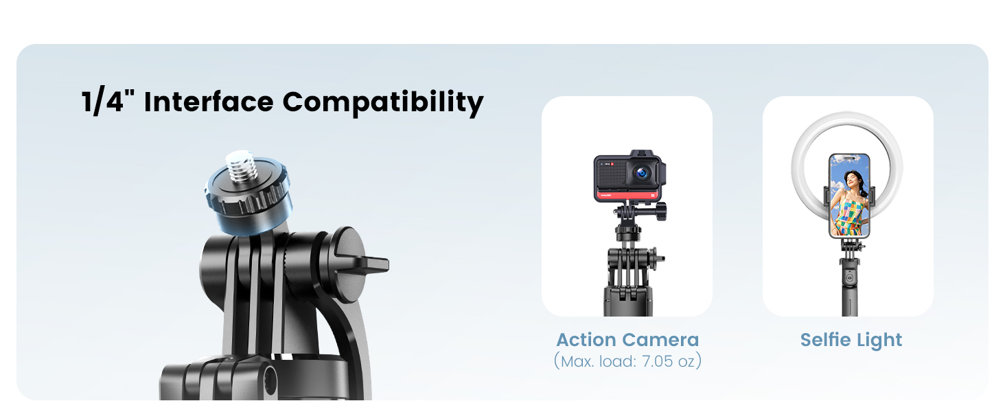 Phone tripod compatible with action camera