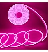 EverBright Pink Led Neon Strip Lights 12V Indoor Outdoor Rope Silicone 16.4Ft 600SMD Waterproof F...