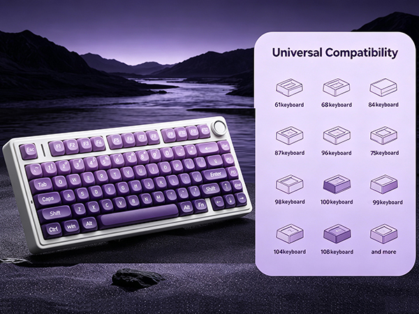 purple keyboard key caps