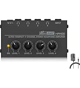 HSCLPM Headphone Amplifier, HA400 4-Channel Metal Stereo Audio Amplifier, Mini Earphone Splitter ...