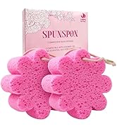 Bath Sponge 2-Pack Shower Natural Cellulose Spa Sponges Body Scrubber with Gentle Exfoliation &amp; Q...