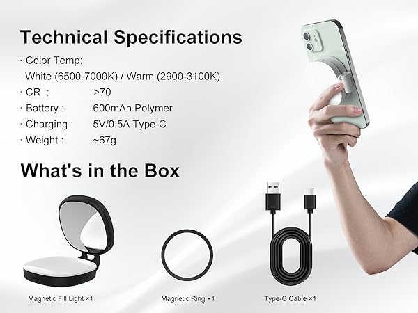 magnetic fill light luz led para celular ring light phone selfie phone light