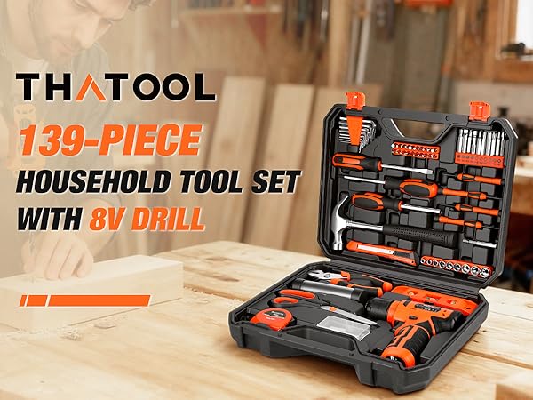 139 PCS Tool Set with 8v Drill