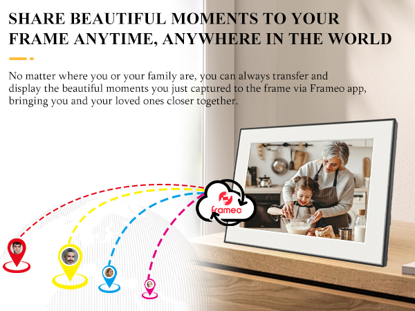frameo 16 inch smart wifi digital photo frame,8x10 picture frame,digital wall calendar,gift for mom