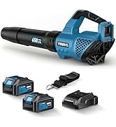 Leaf Blower Cordless, 650CFM Powerful Electric Leaf Blower with 2 * 5.2Ah Batteries and Charger, ...