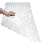 TEESHLY Bath Mat for Tub &amp; Shower, Non Slip Soft Bathmat with Suction Cups &amp; Drain Holes, Machine...