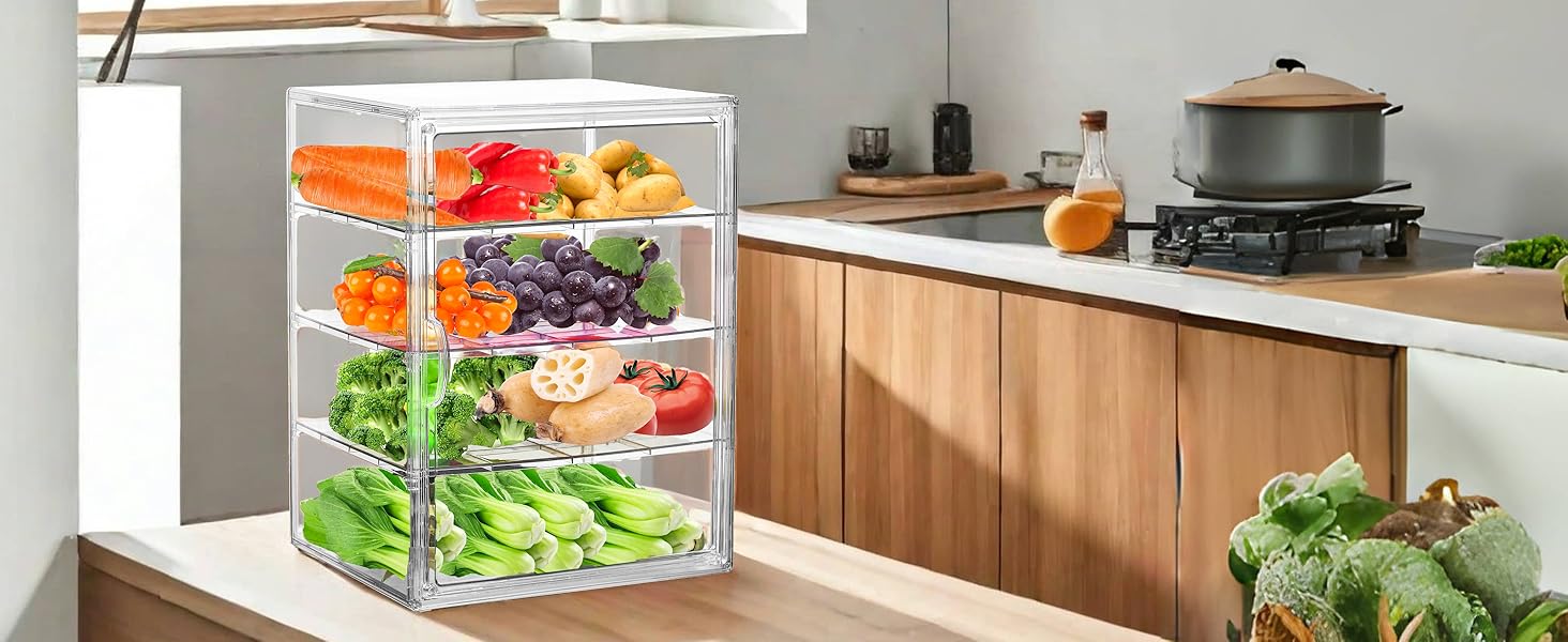 bread box for fruits vegetables airtight acrylic display case