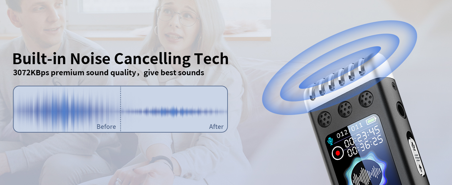 USB C Voice Recorder with Noise Cancelling