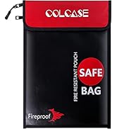 COLCASE Fireproof Document Bag Upgraded 2 Pockets (2000 ?)15 x 11 Inches Silicone Coated Fireproo...
