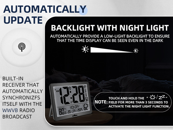 atomic clock with backlight
