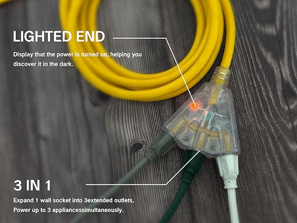 3 outlets extension cord