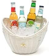 Lexenic Ice Bucket with Handle Hole, Woven and Acrylic Double Layer Basket Design, 4L Champagne W...