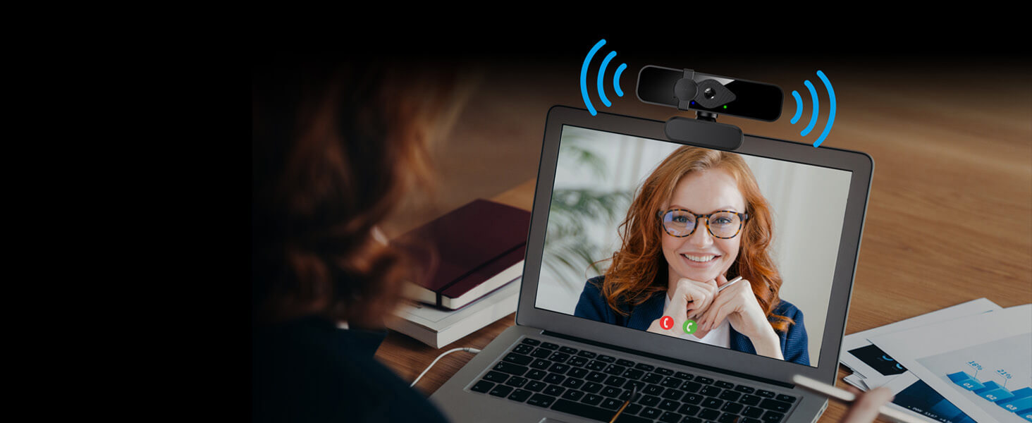2K webcam with microphone speaker home office webcam camera for PC desktop monitor easy setup