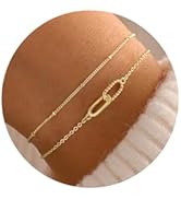 Turandoss Gold Bracelets for Women - Dainty 14K Gold Plated Interlocking Circles Bracelet Interlo...