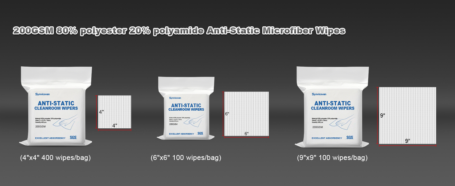 200GSM 80% polyester 20% polyamide Anti-Static Microfiber Wipes
