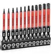 RLVKEAZ 12-Piece Impact Security Torx Bit Set (T5-T40), 3-Inch Long S2 Steel Tamper-Proof Star Bi...