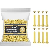 50 Pack of Chicago Screw Post Binding Screws, 23mm Brass Plated Metal Screw Posts for Scrapbookin...