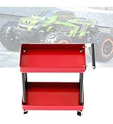 Mini Rolling Utility Cart, 2-Tier Tools Storage Trolley Mobile Workshop Garage Repair RC Accessor...