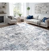 Puino Abstract 10x14 Washable Rug: Modern Non Slip Area Rug Soft Carpet Foldable Distressed Stain...