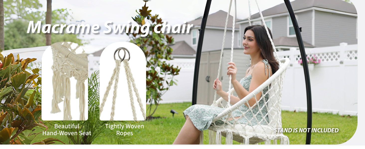 JoyView Macrame Hanging Swing Chair-5