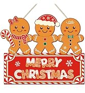 Merry Christmas Door Decorations Wooden Gingerbread Man Door Sign Hanging Christmas Tree Ornament...