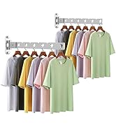 Annaklin Wall Mounted Clothes Hanger Rack with Swing Arm with 6-Hole, 2 Pack, Folding Laundry Roo...